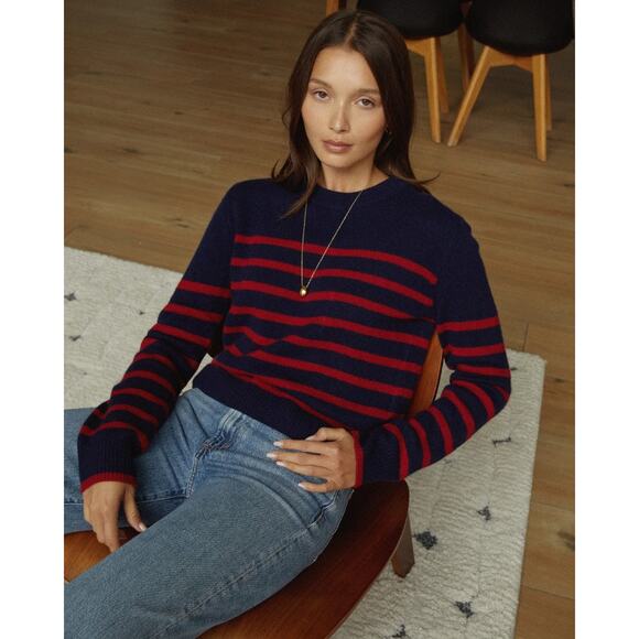 Few Moda Marin Cashmere Sweater - XS Red/Navy Stripe - Picture 1 of 8